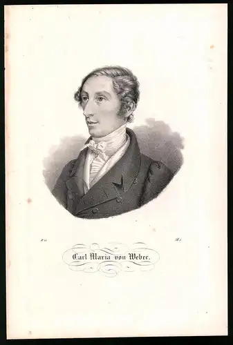Lithographie Carl Maria von Weber, Lithographie um 1835 aus Saxonia, 28 x 19cm