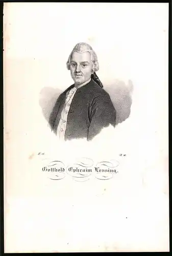 Lithographie Gotthold Ephraim Lessing, Lithographie um 1835 aus Saxonia, 28 x 19cm