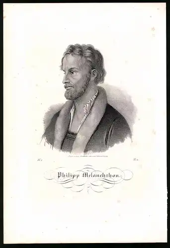 Lithographie Philipp Melanchthon, Lithographie um 1835 aus Saxonia, 28 x 19cm