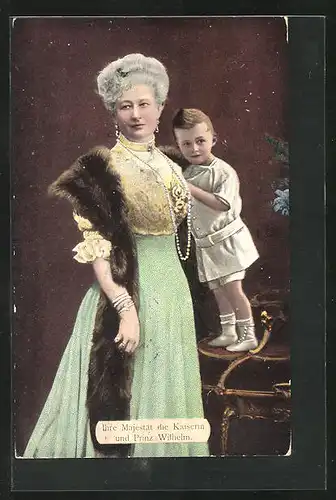 AK Kaiserin Auguste Victoria Königin von Preussen mit Prinz Wilhelm