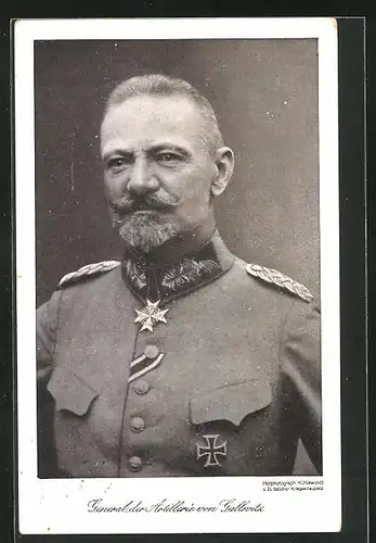 AK Heerführer General der Artillerie von Gallwitz in Uniform mit Eisernem Kreuz