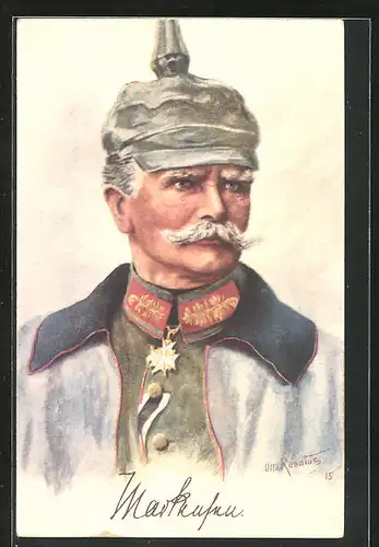 Künstler-AK Heerführer von Mackensen mit Pickelhaube