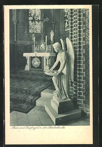 AK Nowawes b. Potsdam, Altar u. Taufengel in der Oberlinkirche, Diakonissen-Mutterhaus Oberlinhaus