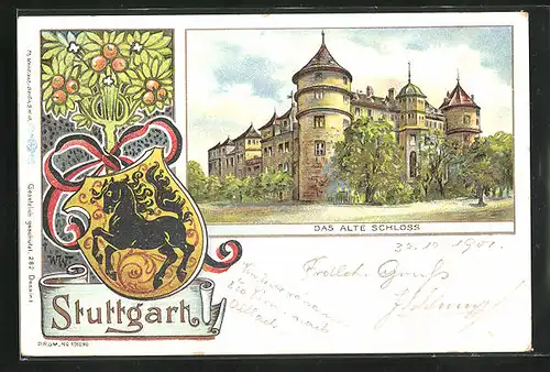 Passepartout-Lithographie Stuttgart, Das alte Schloss
