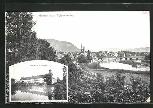 AK Höxter, Panorama vom Felsenkeller, Schloss Corvey