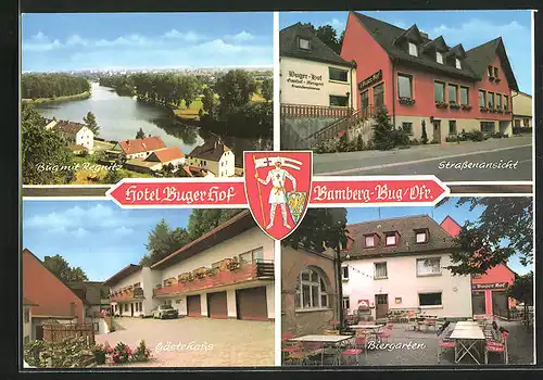 AK Bamberg-Bug /Ofr., Hotel Buger Hof, Regnitzufer 1, Bug mit Regnitz