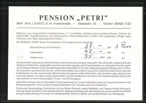 AK Wallenfels, Hotel-Pension Petri, Ailastrasse 10
