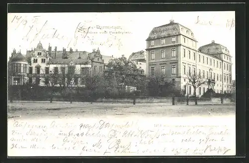 AK Darmstadt, Schloss vom Paradeplatz