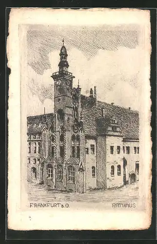 Künstler-AK Frankfurt a. O., Rathaus