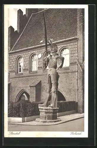 AK Stendal, Gasthaus Ratskeller und Roland