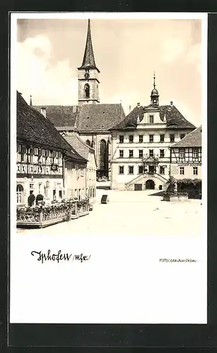 AK Iphofen /Mfr., Ortspartie mit Gasthof