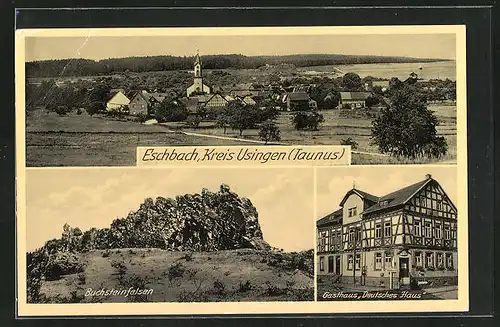 AK Eschbach, Gasthaus Deutsches Haus, Buchsteinfelsen, Teilansicht