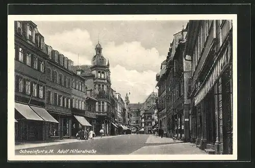 AK Schweinfurt a. M., strasse mit Geschäften