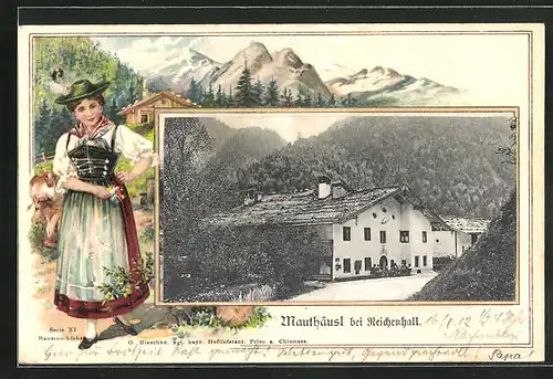 Passepartout-Lithographie Reichenhall, Gasthof-Hotel Mauthäusl