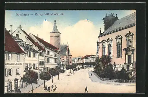AK Kitzingen, Kaiser-Wilhelm-Strasse mit Handlung und Konditorei