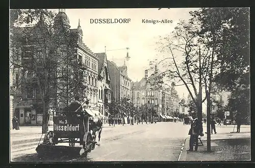 AK Düsseldorf, Königs-Allee, Droschke