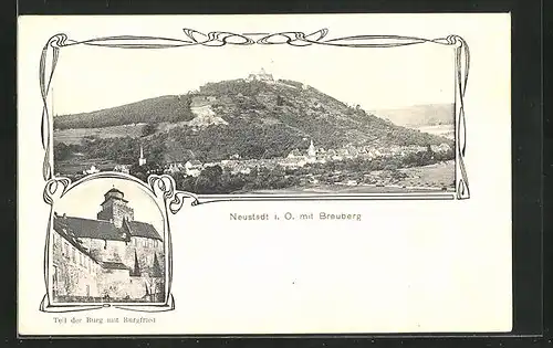 AK Neustadt i. Odw., Burg mit Burgfried, Ortsansicht mit Breuberg