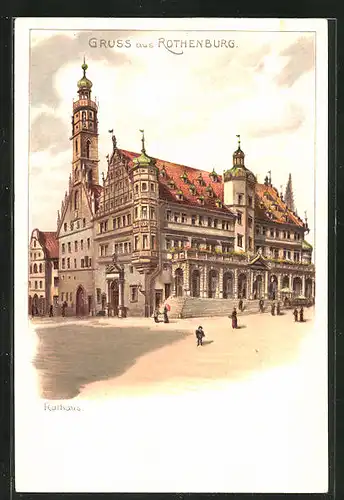 Künstler-AK Rothenburg, Der Rathaus