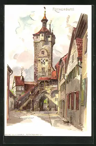 Künstler-AK Rothenburg, Blick zum Klingenthor