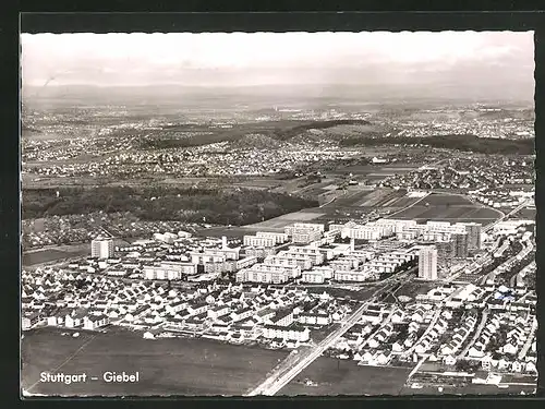 AK Stuttgart-Giebel, Blick auf den Stadtteil, Fliegeraufnahme