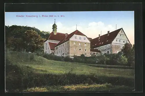 AK Bischofsheim / Rhön, Kloster Kreuzberg bei Dämmerung