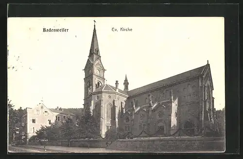 AK Badenweiler, Blick zur Evangelischen Kirche