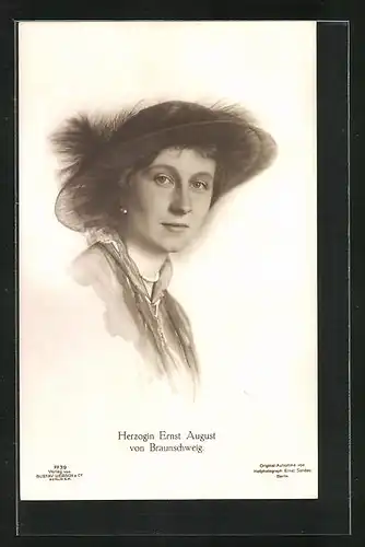AK Victoria Louise Herzogin von Braunschweig mit Hut
