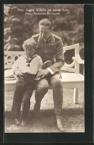 AK Prinz August Wilhelm von Preussen mit Prinz Alexander Ferdinand