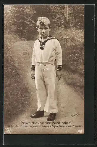 AK Prinz Alexander Ferdinand im Matrosenanzug, Sohn des Prinzen August Wilhelm von Preussen