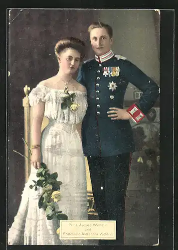AK Prinz August Wilhelm von Preussen und Prinzessin Alexandra Victoria von Schleswig-Holstein