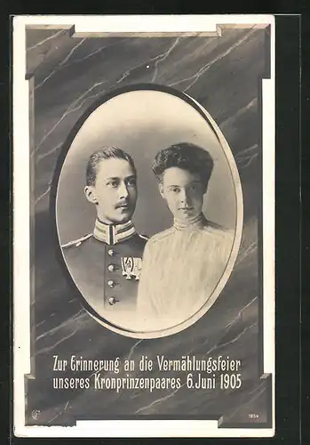 AK Zur Erinnerung an die Vermählungsfeier des Kronprinzenpaares, 1905