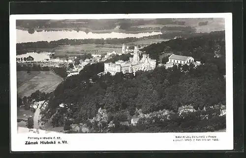 AK Hluboka n. Vlt., Zámek, Teilansicht mit Schloss