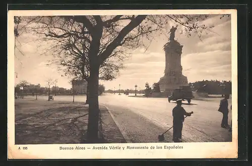 AK Buenos Aires, Avenida Vértiz y Monumento de los Espanoles