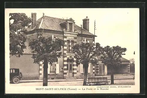 AK Mont-Saint-Sulpice, La Poste et le Marché