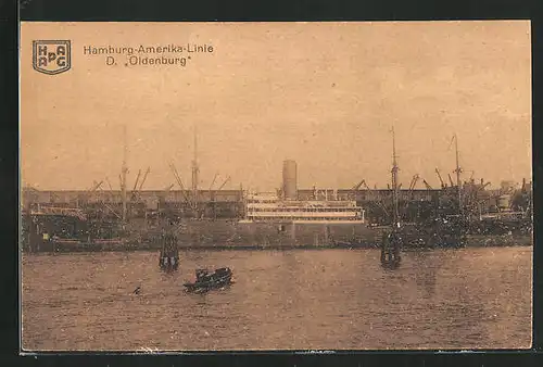 AK Passagierschiff Oldenburg im Hafen, Hamburg-Amerika-Linie