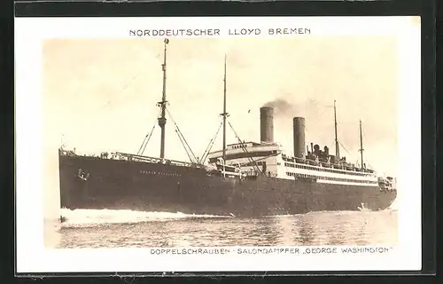 AK Passagierschiff George Washington in ruhiger See, Norddeutscher Lloyd