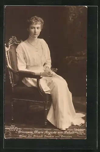 AK Prinzessin Marie Auguste von Anhalt, Braut des Prinzen Joachim von Preussen