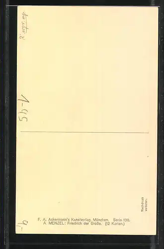 Künstler-AK König Friedrich II. (der Grosse) in Lissa am 5. Dezember 1757