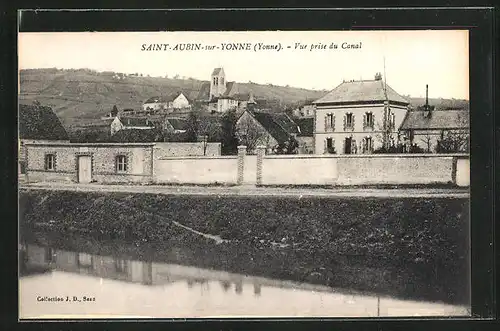 AK Saint-Aubin-sur-Yonne, Vue prise du Canal