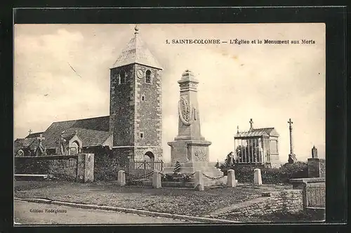 AK Sainte-Colombe, L`Eglise et le Monument aux Morts