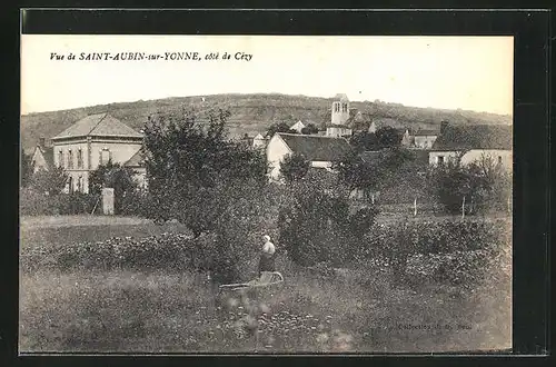 AK Saint-Aubin-sur-Yonne, Vue Générale, coté de Cézy