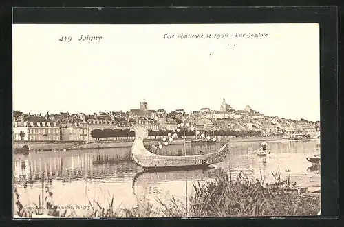 AK Joigny, Fete Vénitienne de 1906, Une Gondole