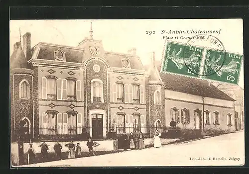 AK Saint-Aubin-Chateauneuf, Place et Grande-Rue