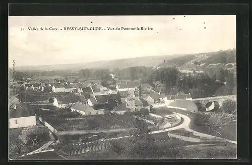 AK Bessy-sur-Cure, Vue du Pont sur la Rivière