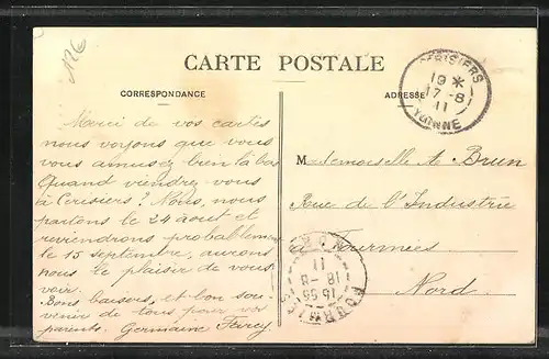 AK Cerisiers, Vue prise des Fours à Chaux