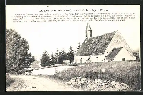 AK Bligny-en-Othe, L`Entrèe du village et l`Eglise