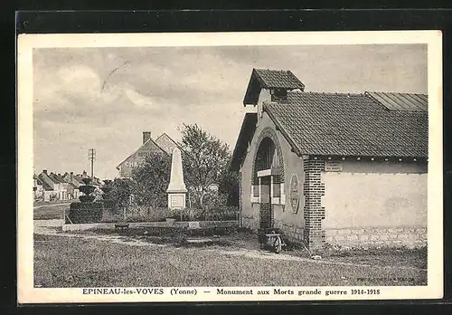 AK Epineau-les-Voves, Monument aux Morts grande guerre 1914-1918