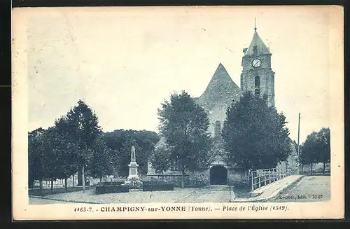 AK Champigny-sur-Yonne, Place de l`Èglise