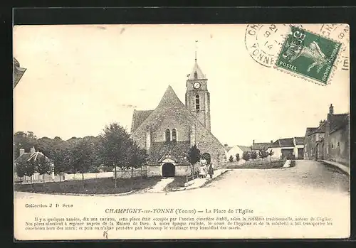 AK Champigny-sur-Yonne, La Place de l`Eglise