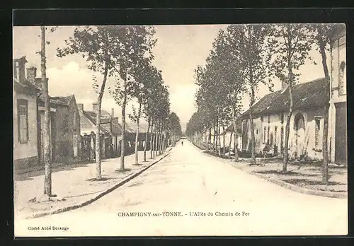 AK Champigny-sur-Yonne, L`Allèe du Chemin de Fer